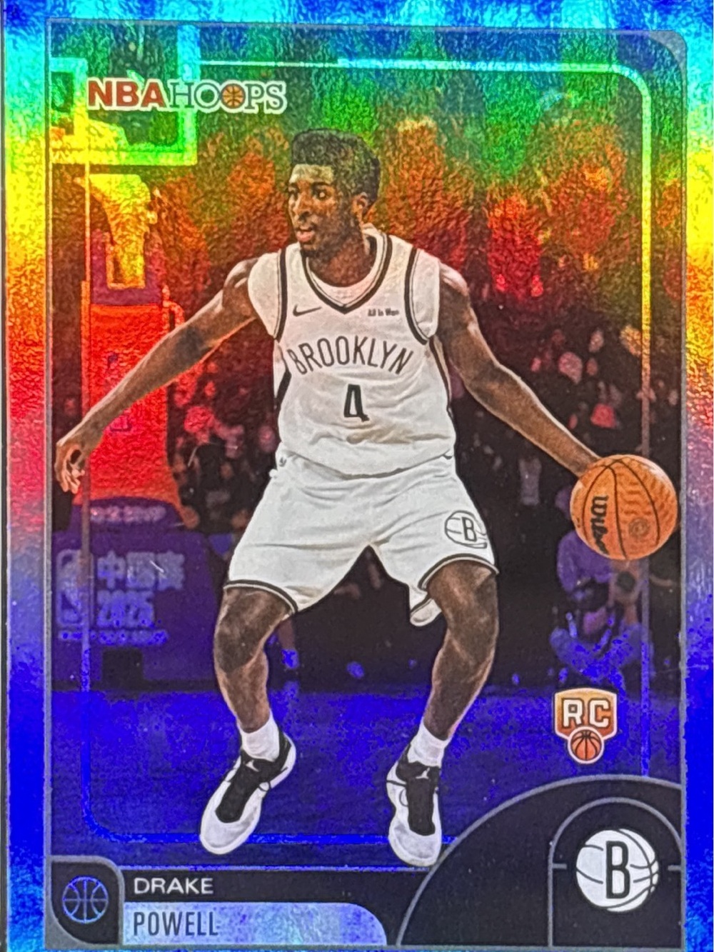 Topps NBA Hoops Drake Powell Holographic Blue Refractor Rookie Basketball Card